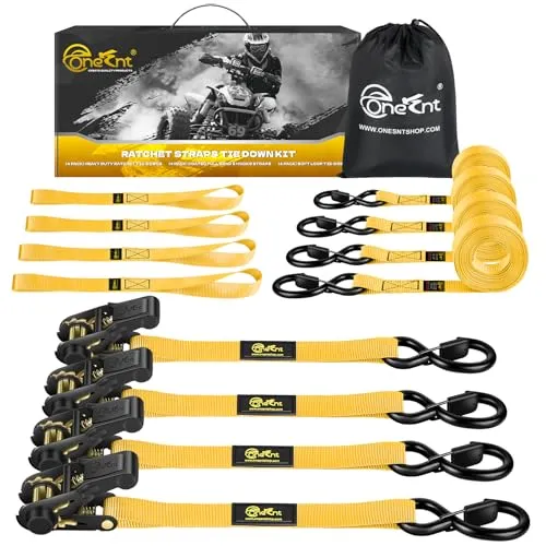 4Pcs Ratchet Straps 1 x 16 ft Heavy Duty (2400lb)