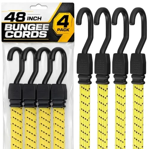 Houseables 48-Inch Bungee Cords with Hooks (4-Pack)