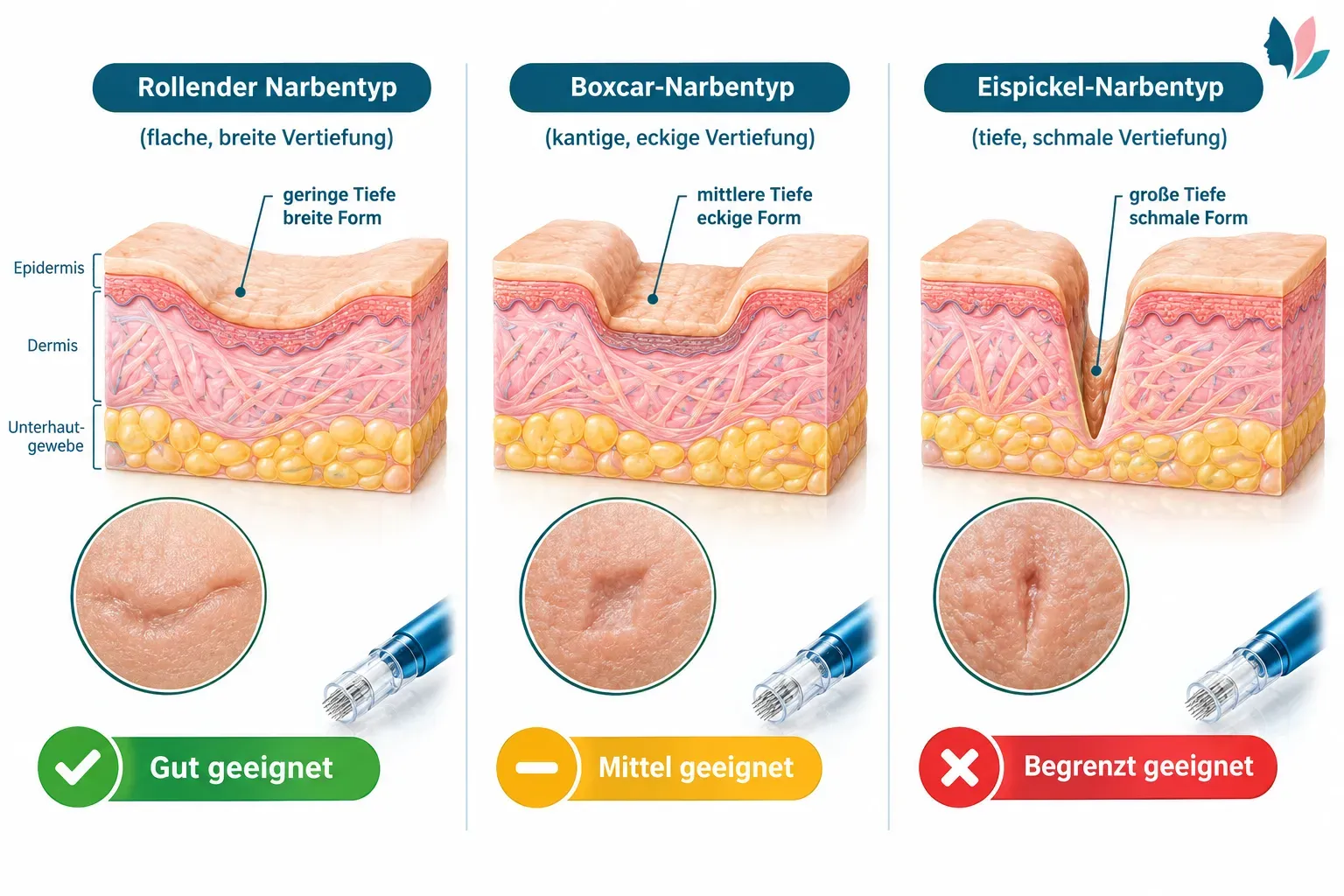 Welche Narbentypen sprechen am besten auf Microneedling an?