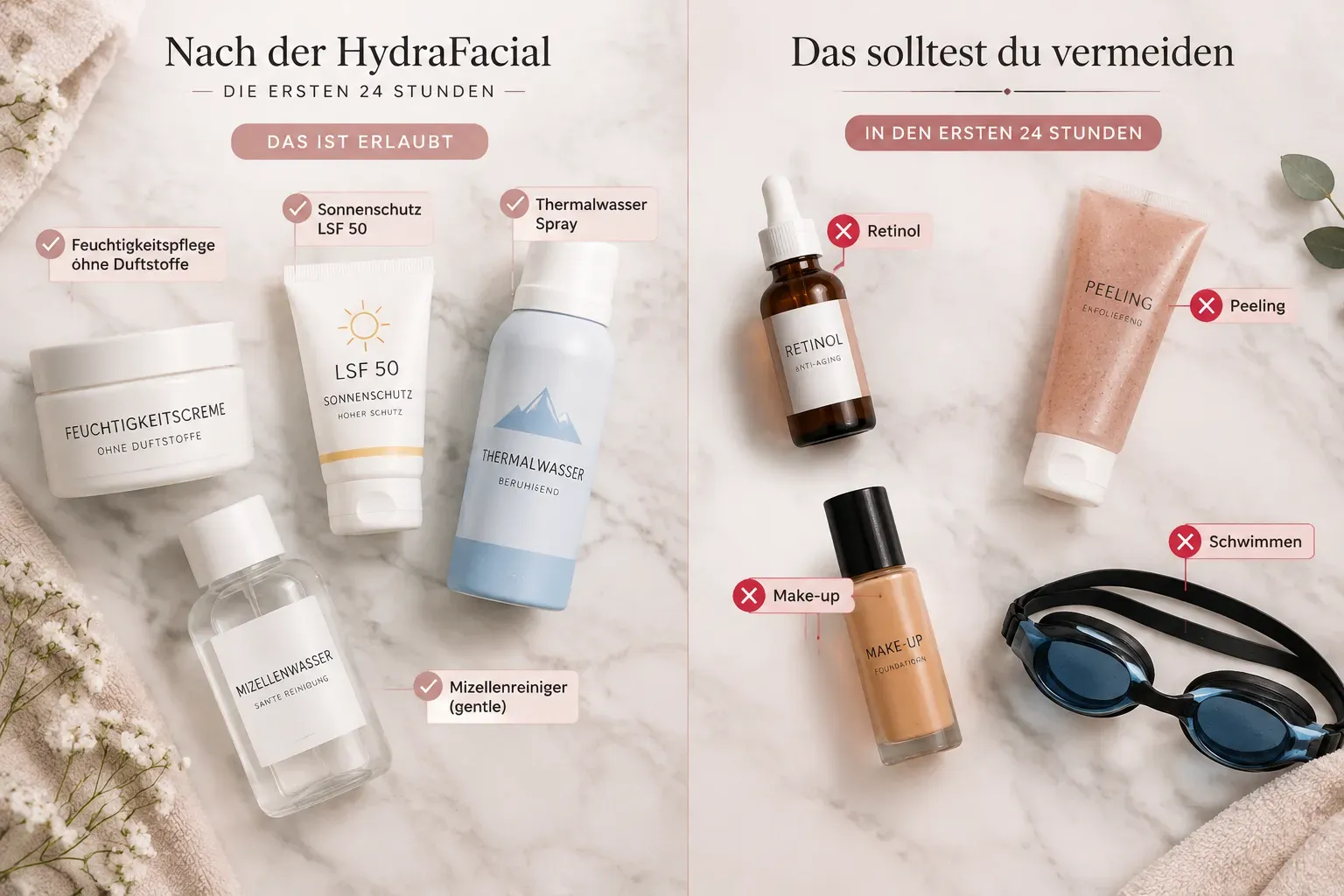 Welche Produkte sollte ich in den ersten 24 Stunden nach HydraFacial verwenden?
