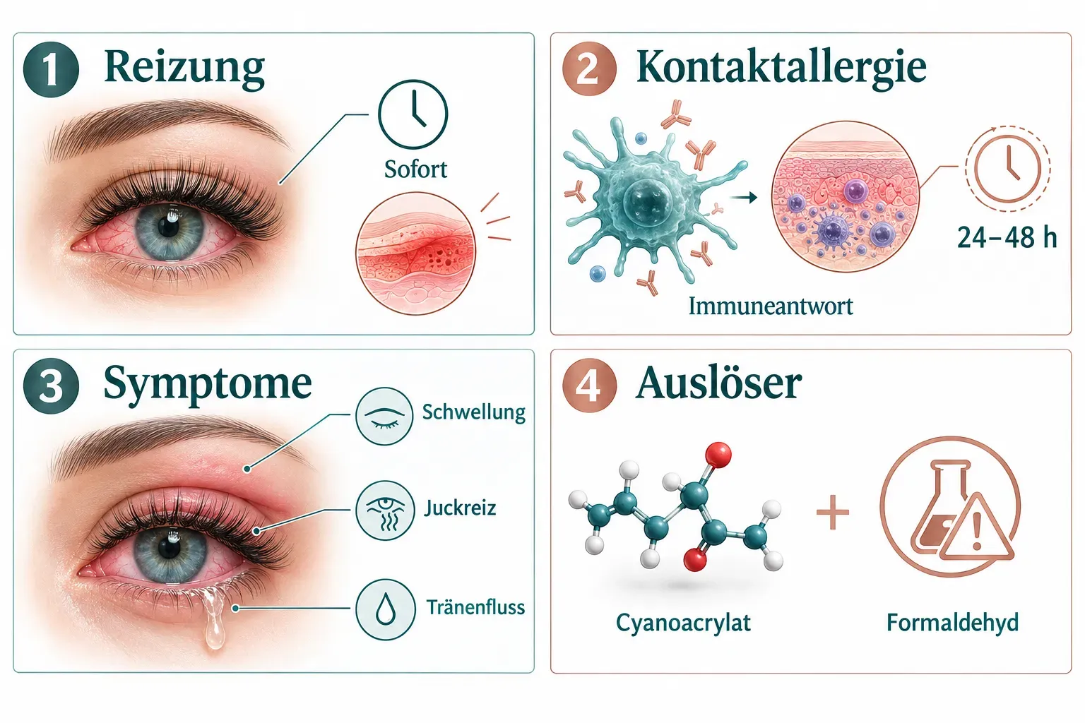 Wie lange dauert es, bis allergische Reaktionen nach Wimpernverlängerung auftreten?