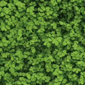 Dense carpet of low-growing green groundcover plants with small rounded leaves covering the soil