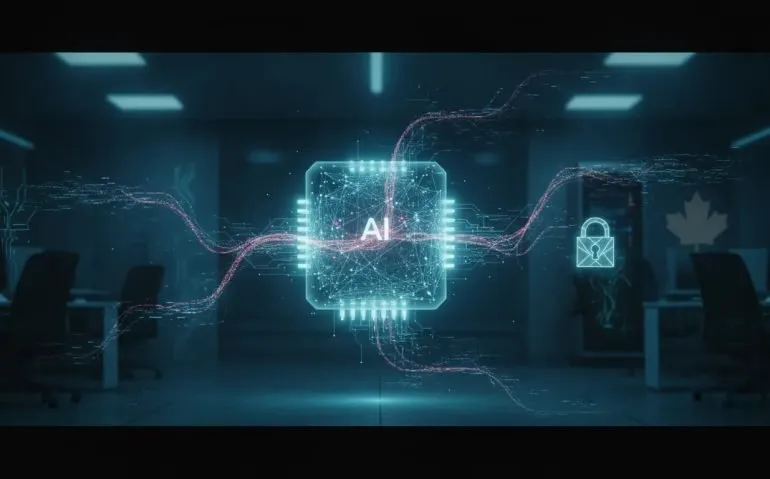 Futuristic holographic AI network with red warning signals and fragmented data paths representing model misalignment and the need for proactive AI safety.