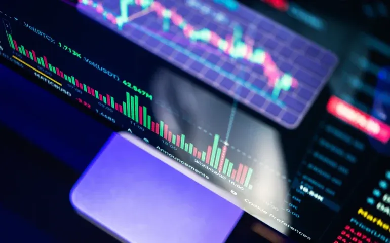 candlestick-chart-displaying-stock