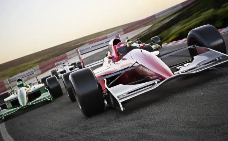red-race-car-close-up-front-view