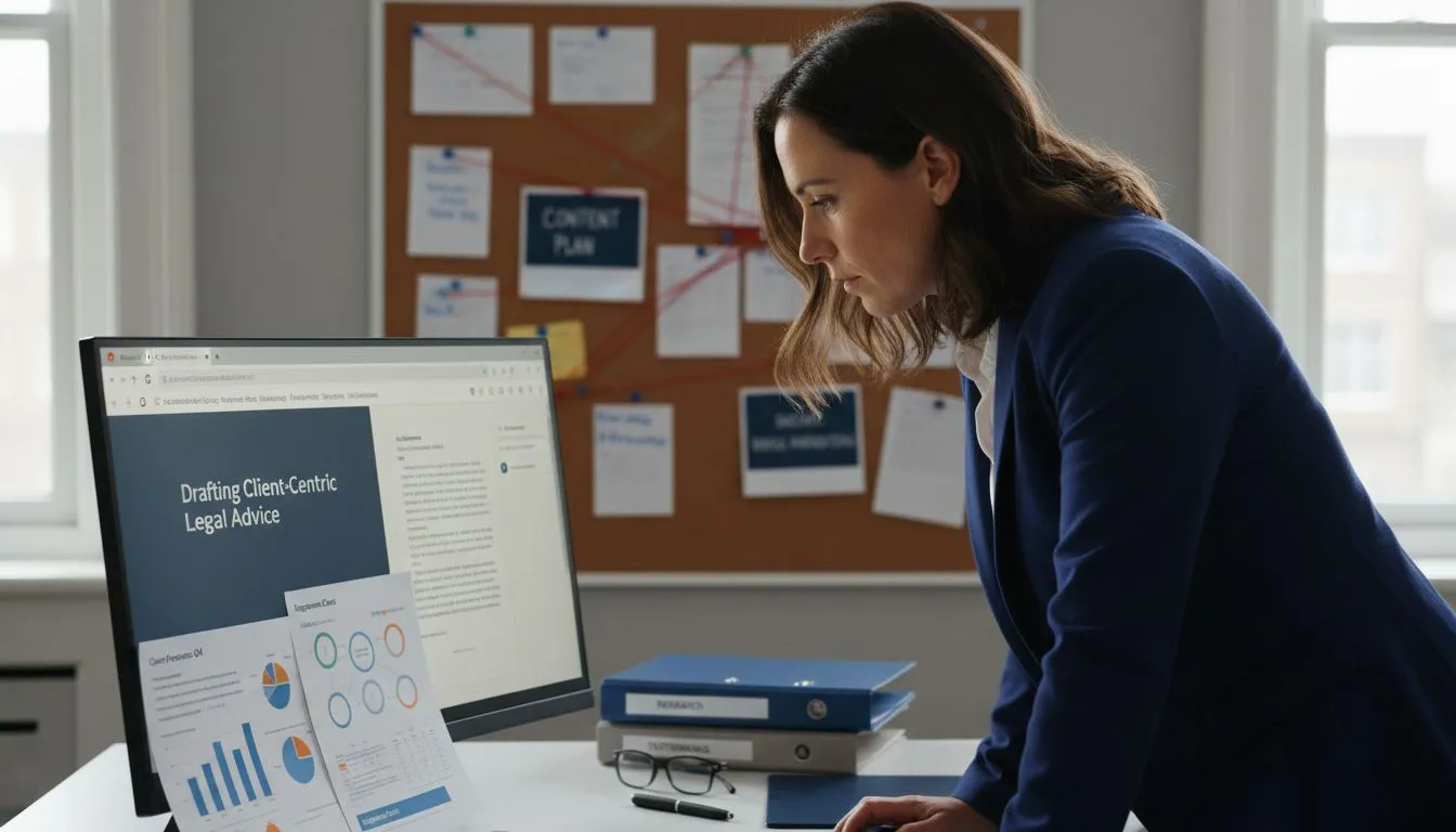 Lawyer analyzing legal content creation needs