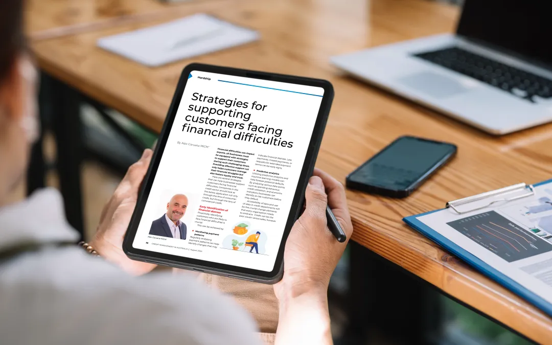 Tablet mockup displaying a magazine article.