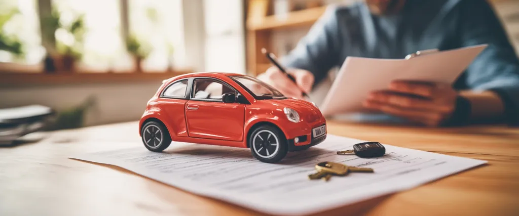 Customer Signing Loan Agreement with Vehicle Ownership Details