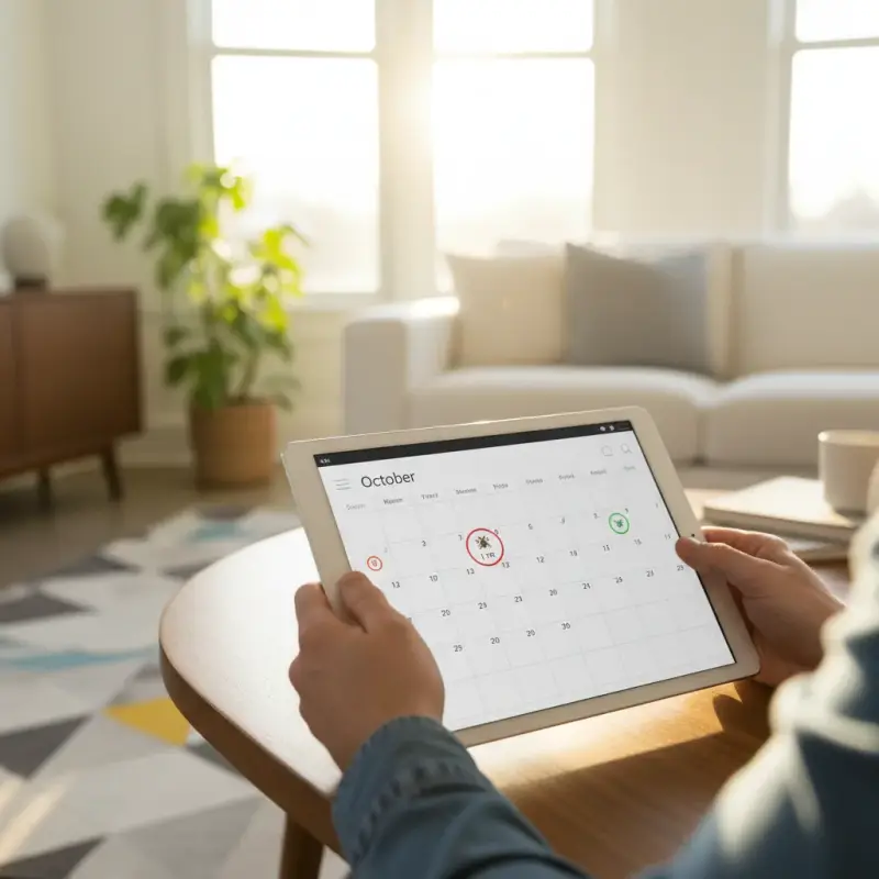 Homeowner scheduling an annual termite inspection on a digital calendar.