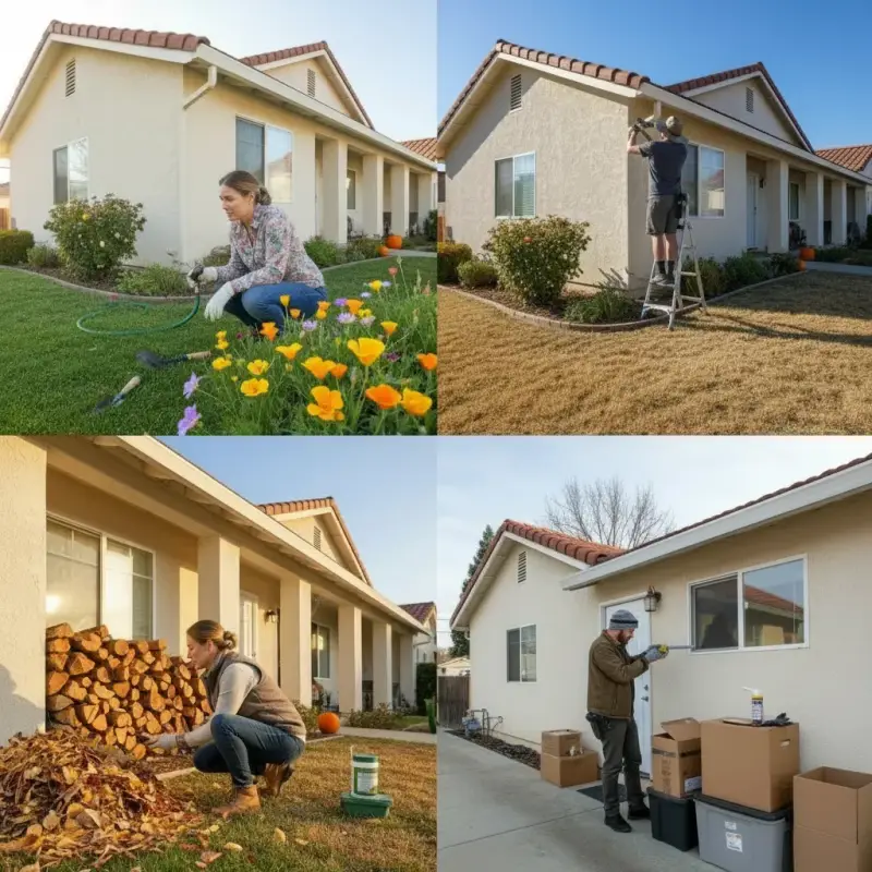 Homeowners inspecting a house for pests across different seasons and following a pest prevention checklist Tracy CA following pest conrtol treatments.