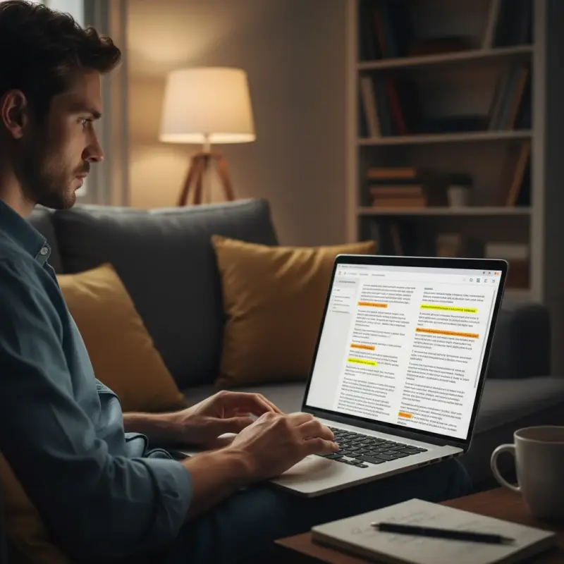 Person analyzing pest control reviews on a laptop.