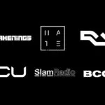 Collage of the 10 best techno podcasts 2026 including RA, CU techno, True Techno, Hate, BCCO and SLAM Radio.