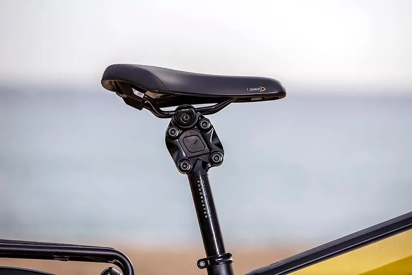 Un detalle de lujo de la Supercharger2, la tija de sillín Cane Creek Thudbuster ST, con 50 mm de abosrción