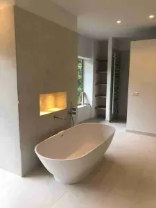 post construction cleaning , bathroom in new house