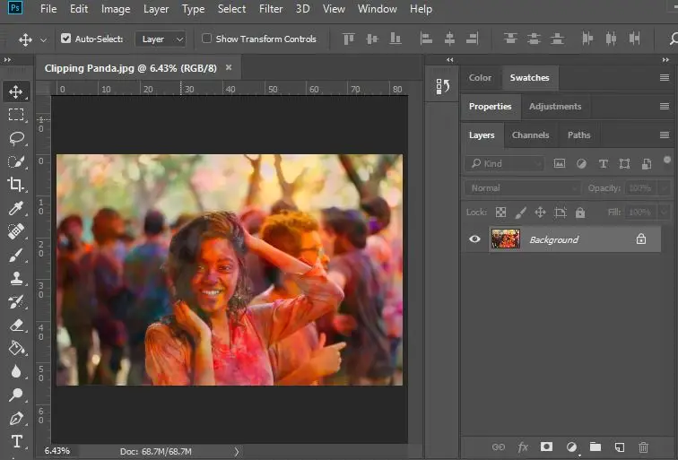 opening image in Photoshop