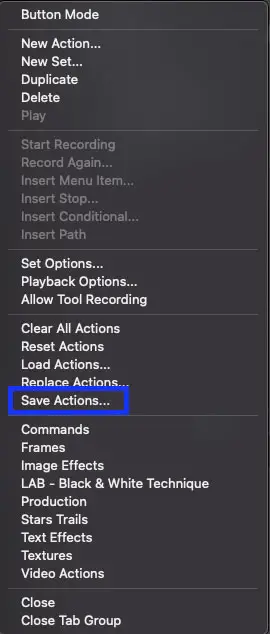 saving actions in photoshop