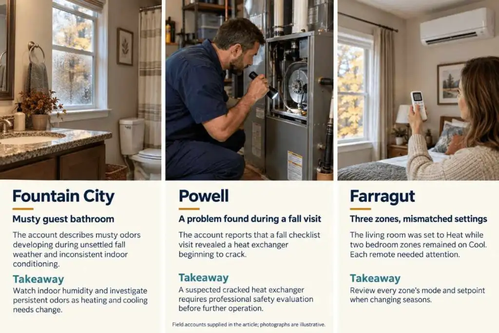 Fall in Knoxville: When to Switch From AC to Heat (and How to Get Your System Ready) 8 From the Field Real Knoxville Examples