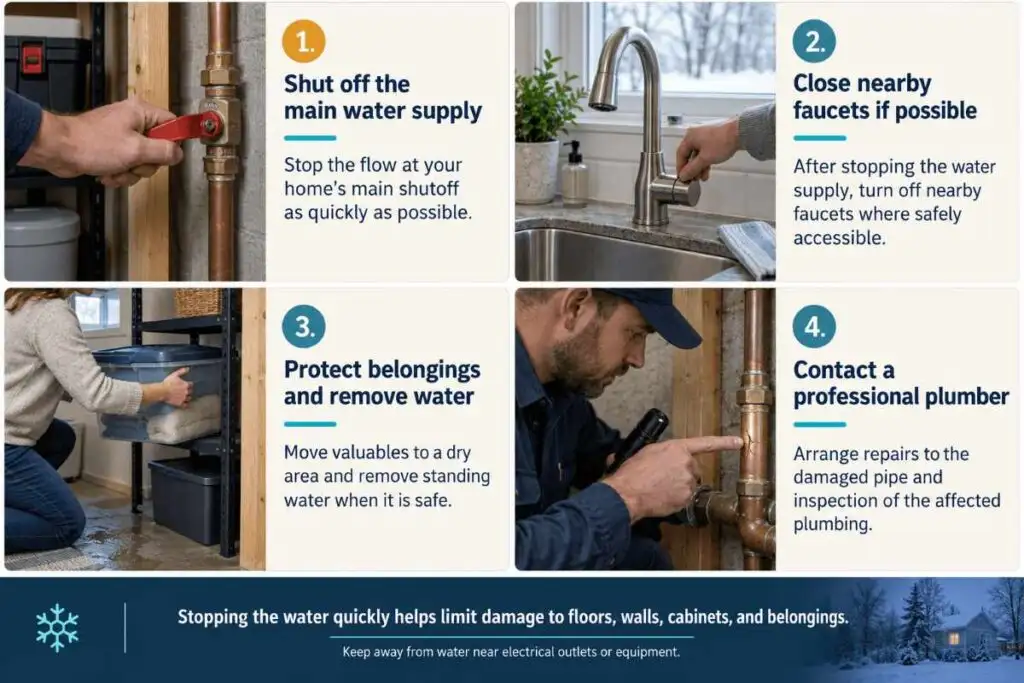 Frozen Pipes During Cold Snaps: What Homeowners Need to Know Before Temperatures Drop 7 What Should You Do If a Frozen Pipe Bursts