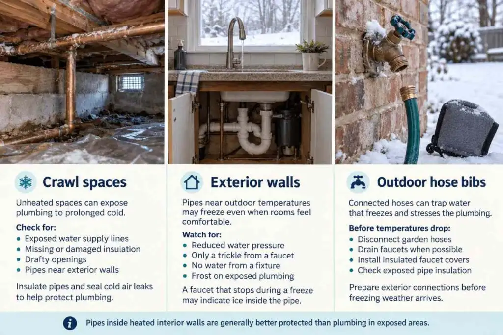 Frozen Pipes During Cold Snaps: What Homeowners Need to Know Before Temperatures Drop 3 Which Areas of Your Home Are Most at Risk for Frozen Pipes