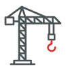 Icon Baukran & Hebetechnik Baukran mit Haken – Symbol für Baustellen oder Kranarbeiten