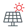 Icon Photovoltaik & Solarenergie Solaranlage mit Sonnensymbol – steht für Photovoltaik oder Solarenergie