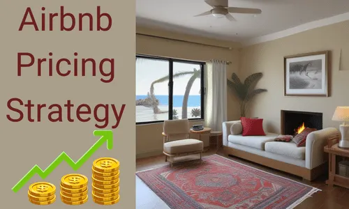 A cozy and elegant living room in an Airbnb rental with ocean views, highlighting the concept of Airbnb pricing strategies.