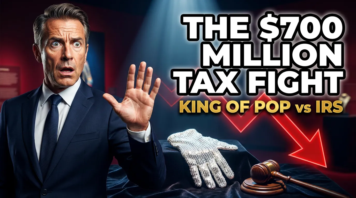 Thumbnail with shocked attorney, sequined glove, and '$700M IRS FIGHT' text, illustrating estate tax planning for intangible assets.
