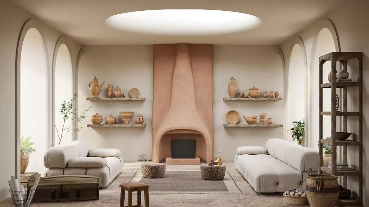 Cat Warna Beige Bagian Dalam Rumah Yang Elegan Dan Mewah