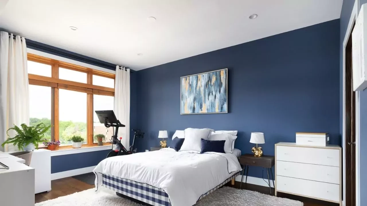 Cat Warna Blue Navy Dan Putih Bagian Dalam Rumah Yang Elegan Dan Mewah