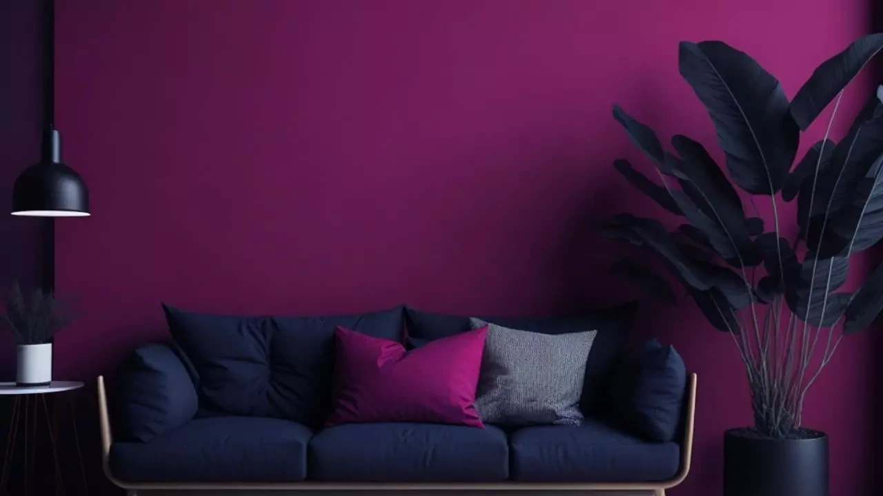 Cat Warna Ungu Tua Bagian Dalam Rumah Yang Elegan Dan Mewah