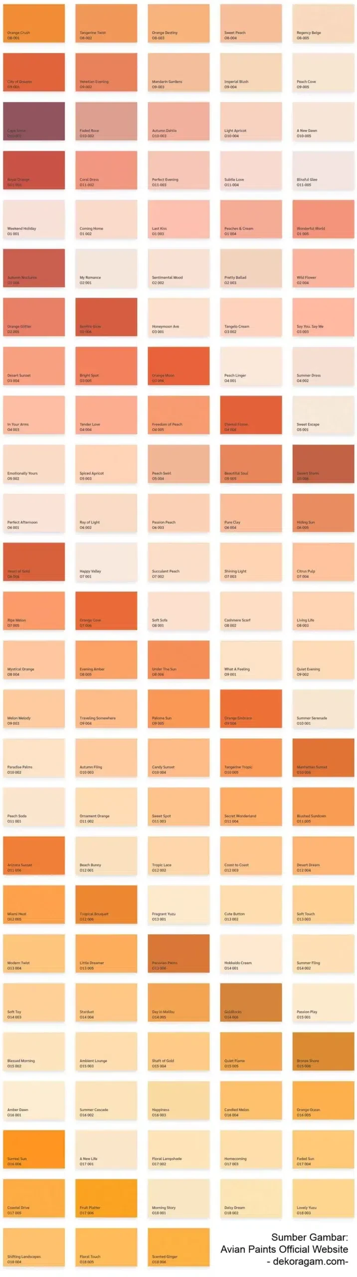 Katalog Warna Orange No Drop