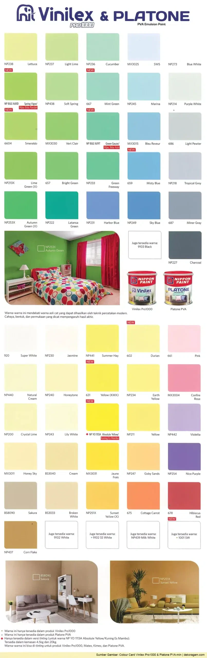 Katalog Warna Cat Platone Nippon Paint Dan Vinilex Pro 1000