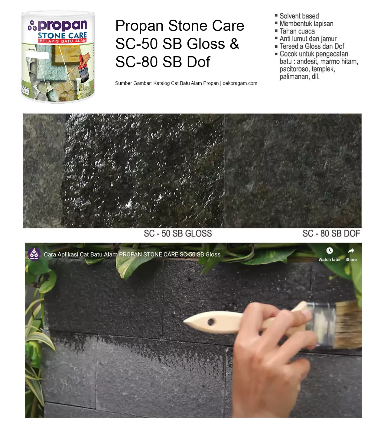 Warna Cat Batu Alam Propan Stone Care Gloss Dan Doff