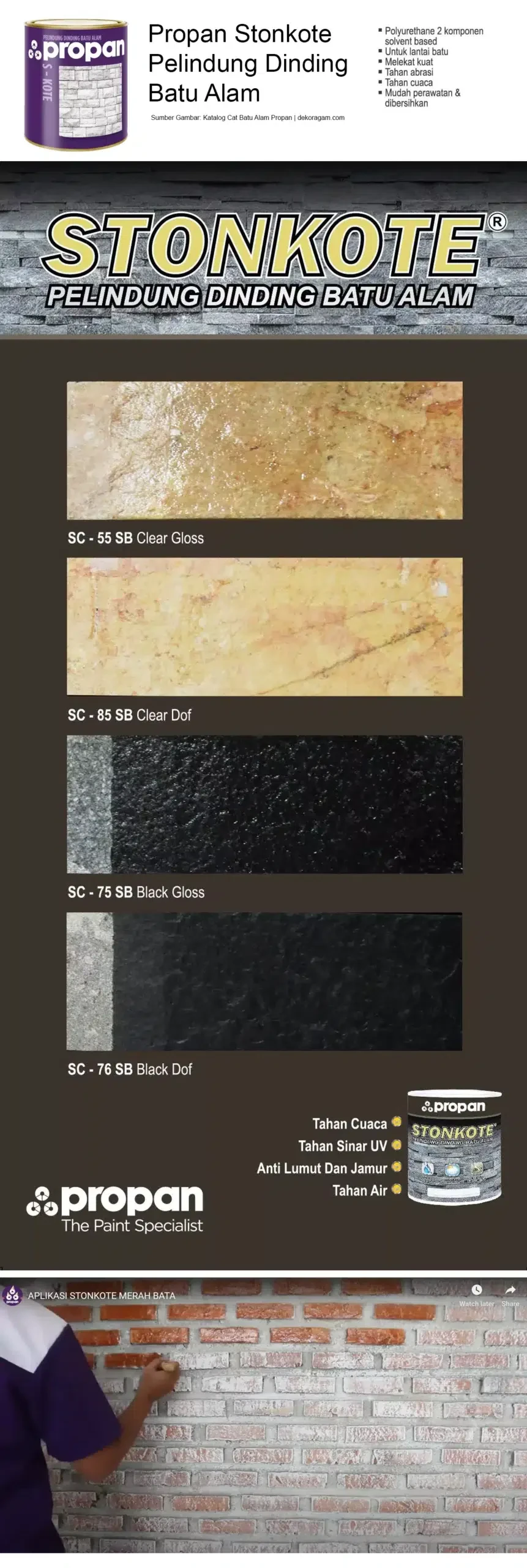 Warna Cat Propan Stonkote Pelindung Dinding Batu Alam