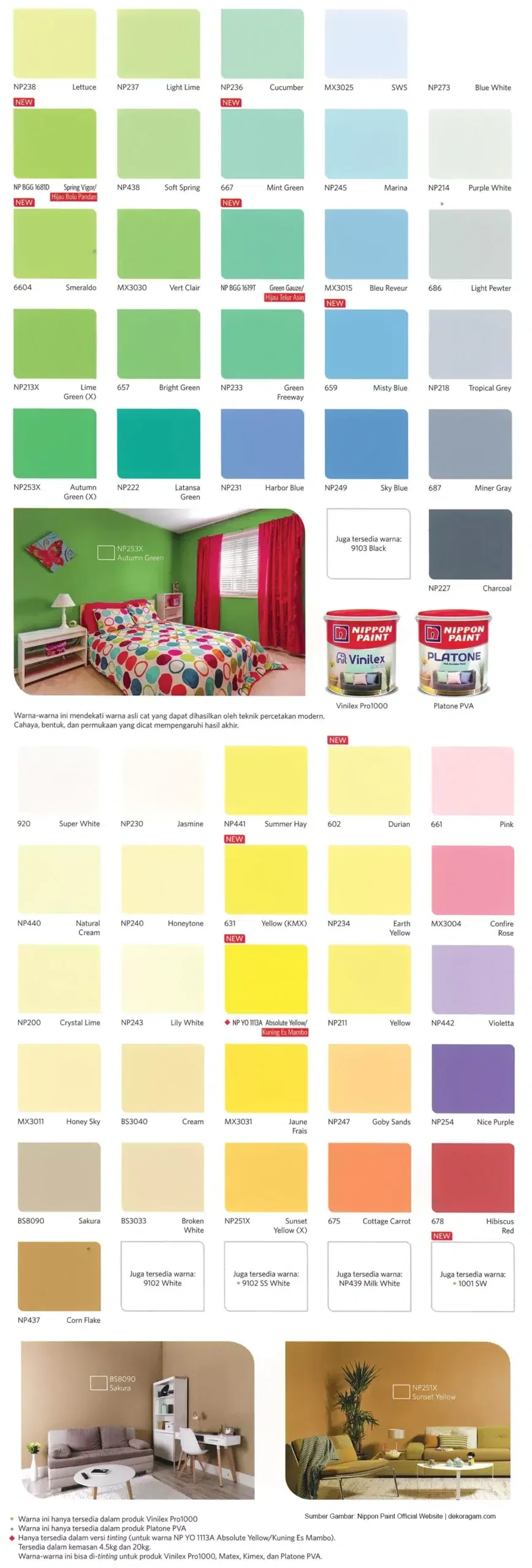 Katalog Warna Cat Interior Nippon Paint Vinilex 1000 Platone Pva