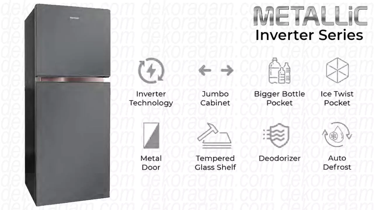 Kulkas Polytron 2 Pintu Metallic Inverter Series