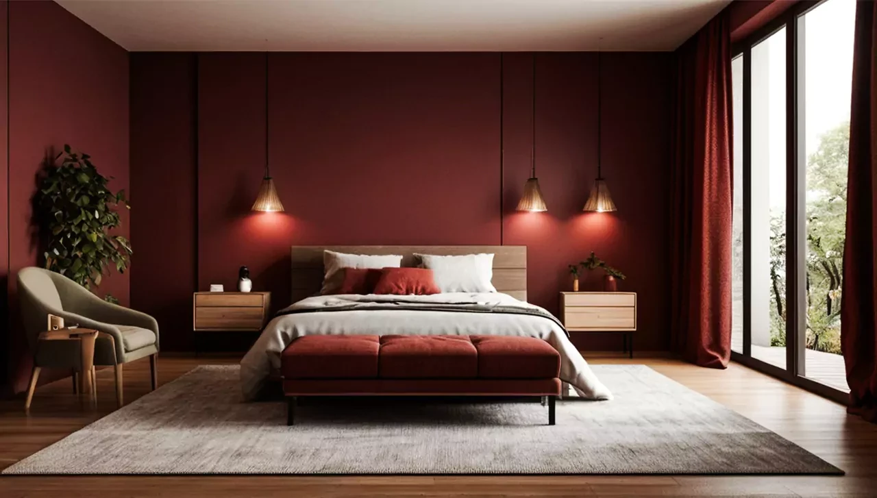 Cat Kamar Aesthetic Warna Merah Marun