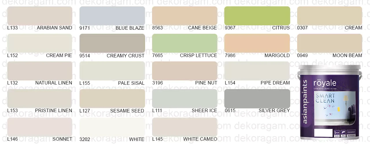 Katalog Warna Asian Paints Royale Smart Clean Cat Tembok Yang Mengkilap