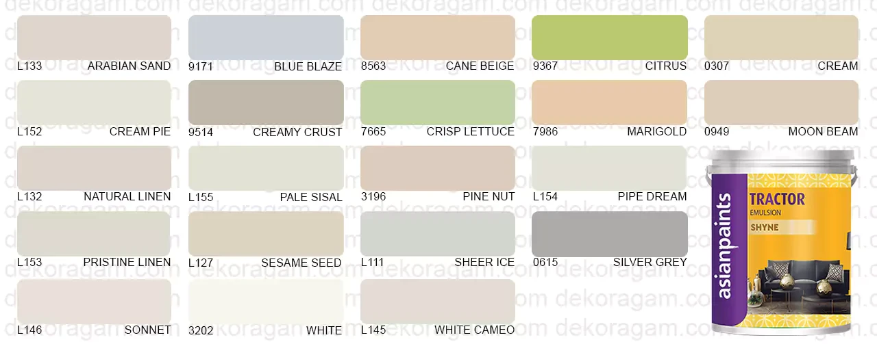 Katalog Warna Asian Paints Tractor Emulsion Shyne Cat Tembok Yang Mengkilap