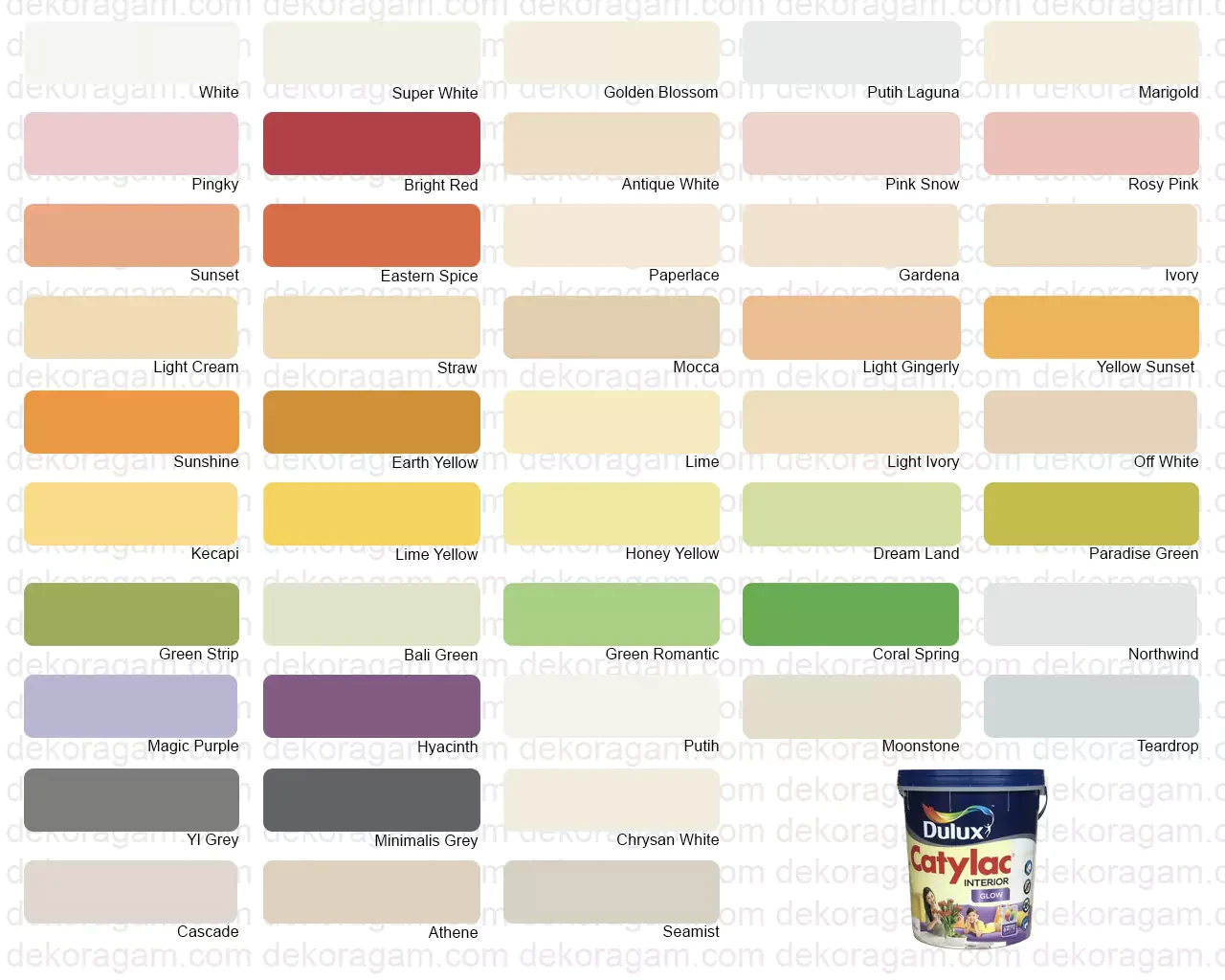 Katalog Warna Dulux Catylac Interior Glow Cat Tembok Yang Mengkilap