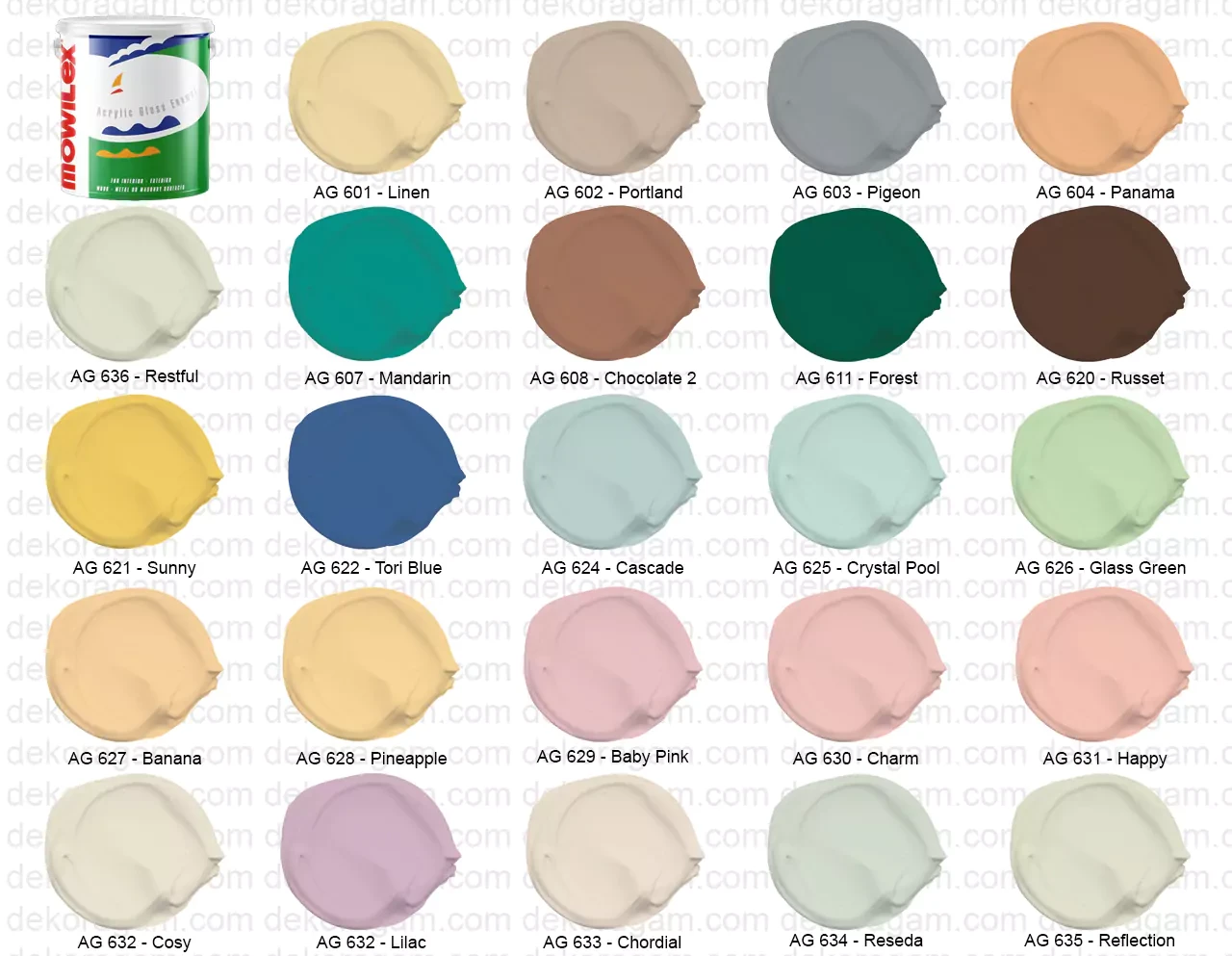 Katalog Warna Mowilex Acrylic Gloss Enamel Cat Tembok Yang Mengkilap