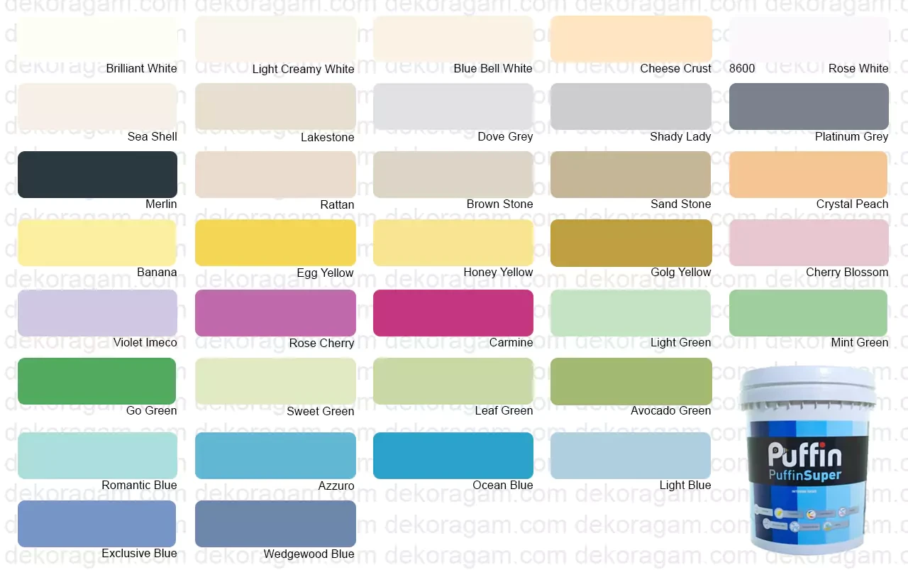 Katalog Warna Puffin Super Cat Tembok Yang Mengkilap