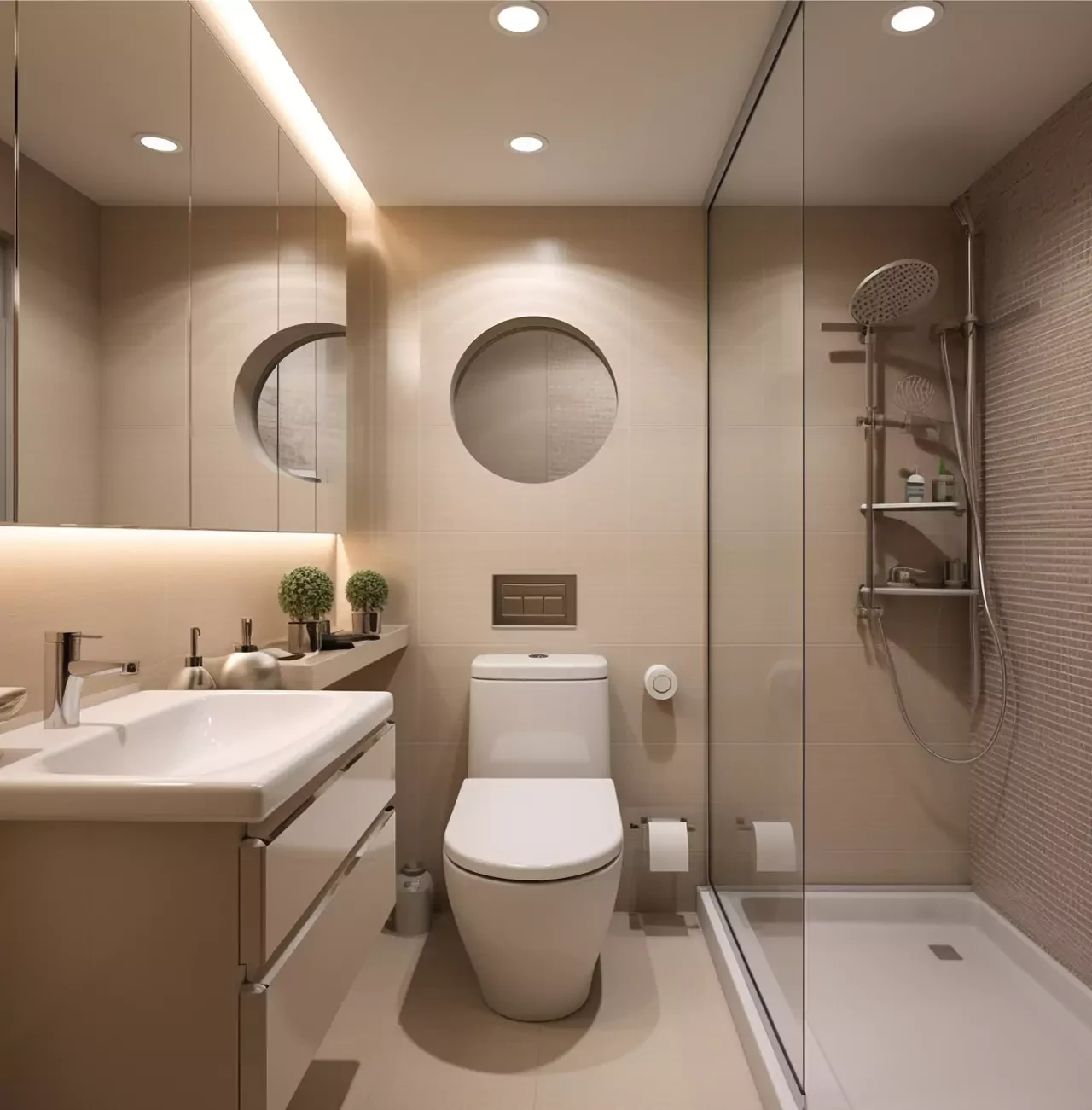 Kamar Mandi Sempit Warna Mocca