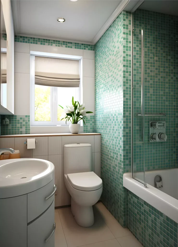 Kamar Mandi Sempit Warna Teal
