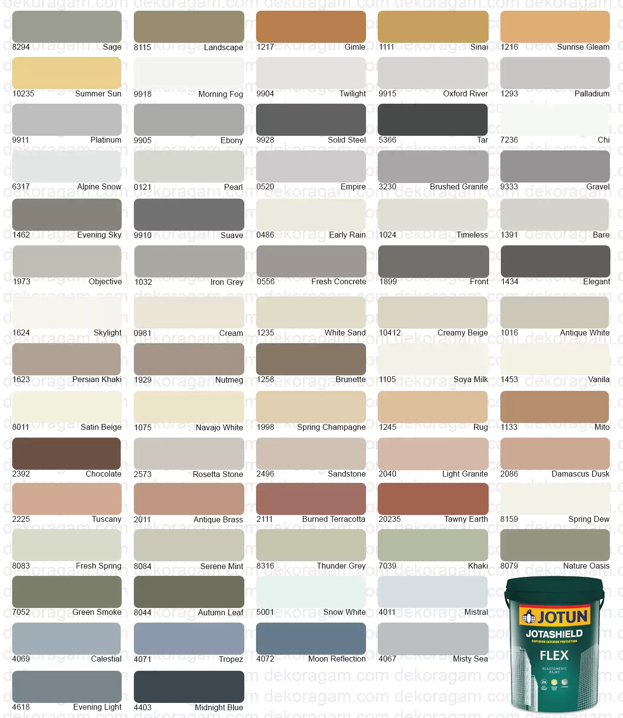 Katalog Warna Cat Jotun Jotashield Flex