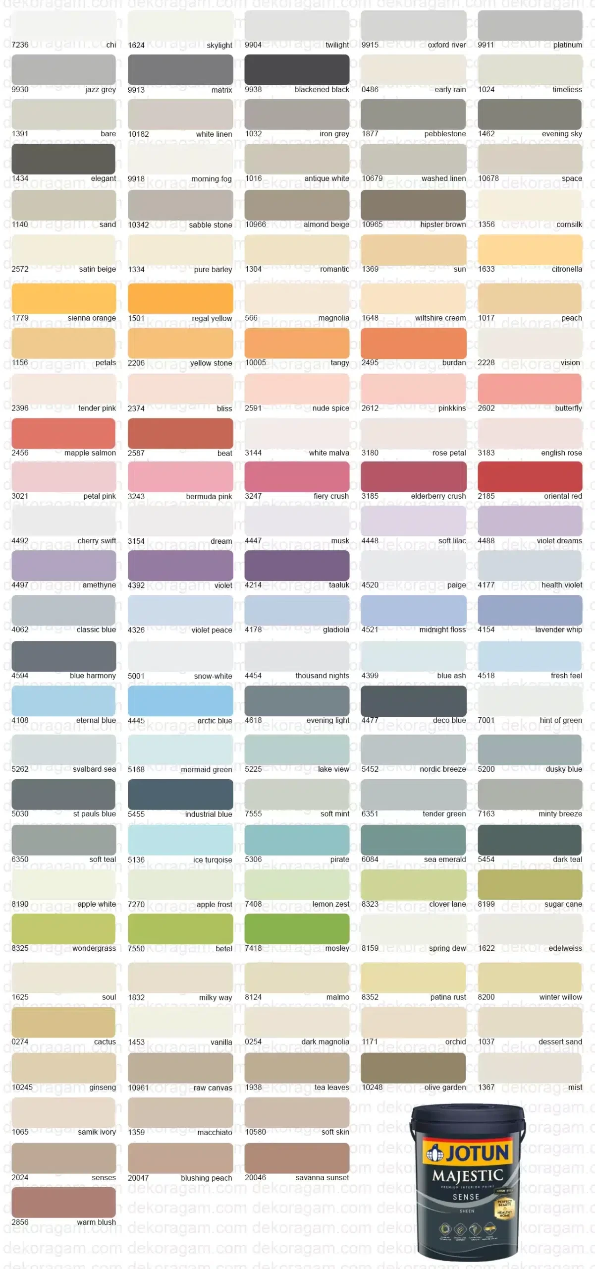 Katalog Warna Cat Majestic Sense