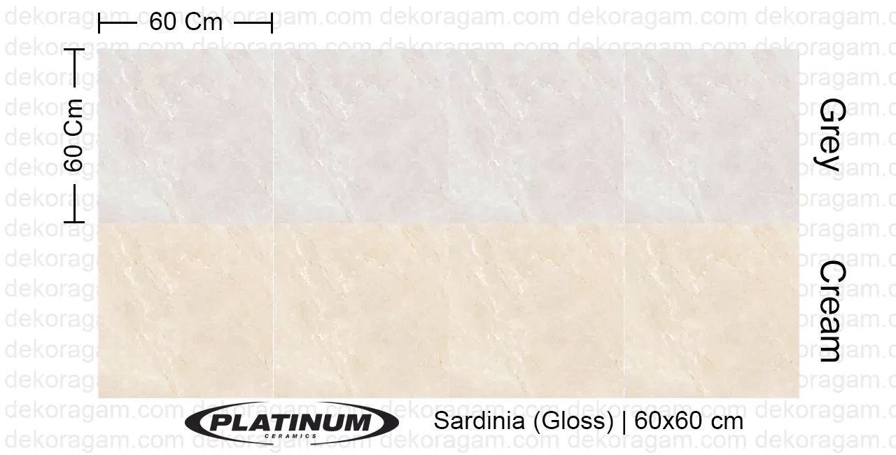 Platinum Ceramics Motif Sardinia Gloss Warna Cream Grey 60x60 Cm