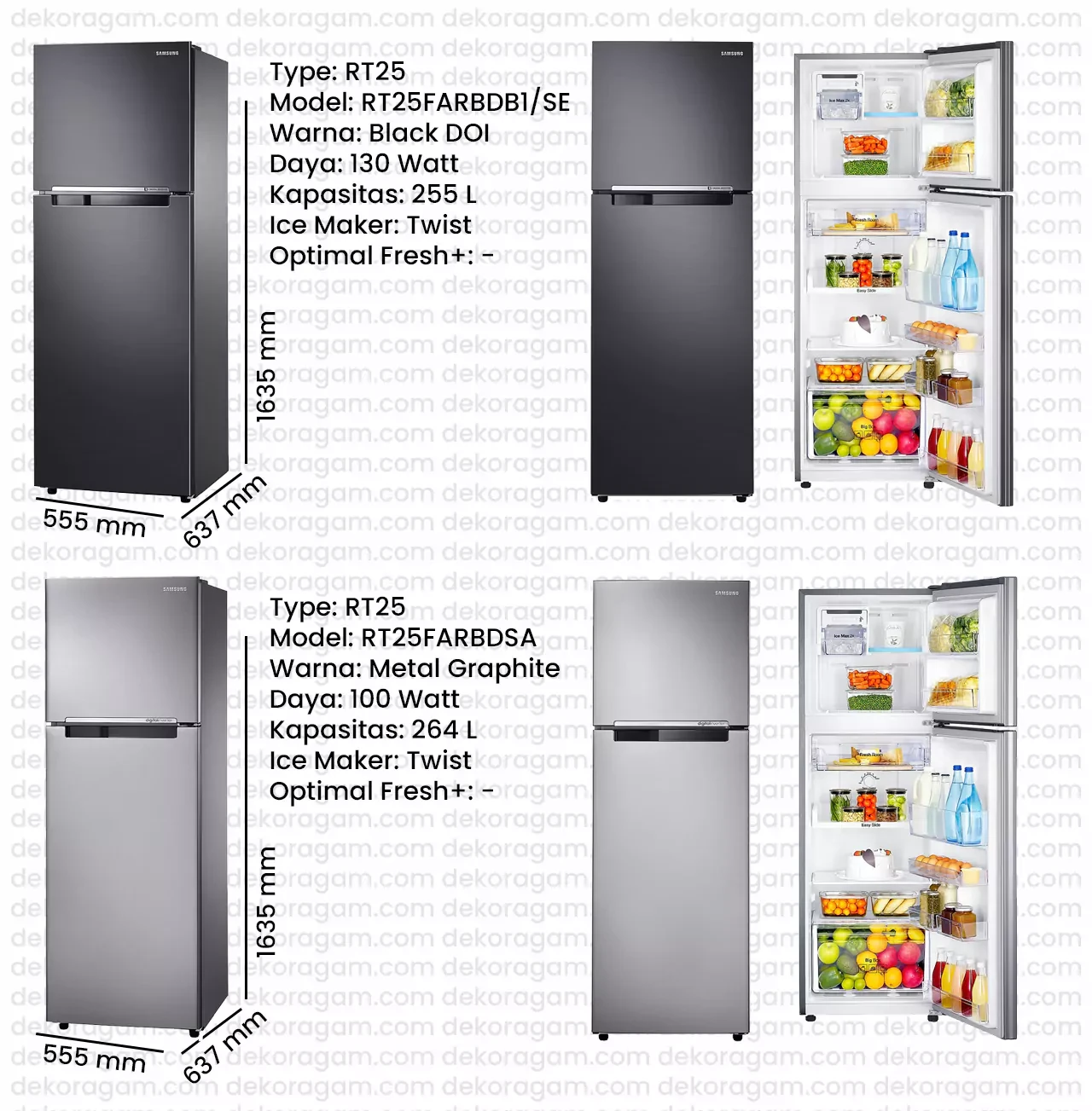 Kulkas samsung 2 pintu inverter rt25