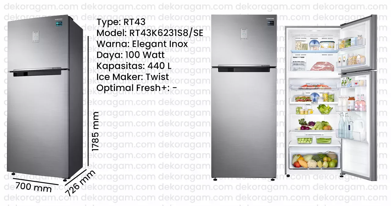 Kulkas samsung 2 pintu inverter rt43k6231s8 model lama