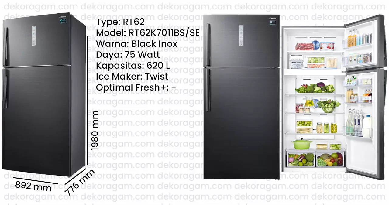 Kulkas samsung 2 pintu inverter rt62k7011bs model lama